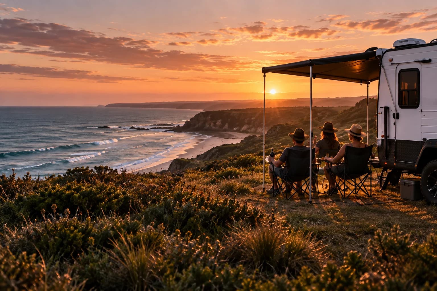 Illustrative Australian caravan travel scene